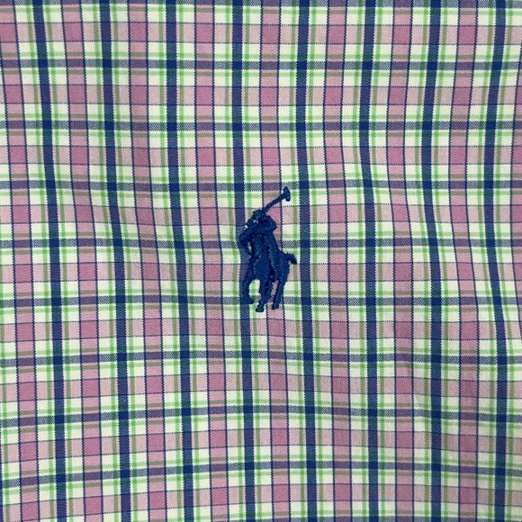 Ralph Lauren EUC Button Down Shirt Men's L Pink Blue Plaid Short Sleeve Cotton - Picture 9 of 9